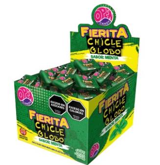 CHICLE FIERITA OPEN CANDY GLOBO MENTA
